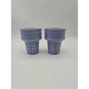 The Monkey and the Peddler Stoneware Ice Cream Cone Cups set of 2 Blue Dishes